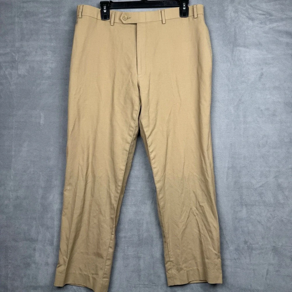 Lauren Ralph Lauren Mens 100% Wool Khaki‎ Straight Leg Dress Pants Total Comfort